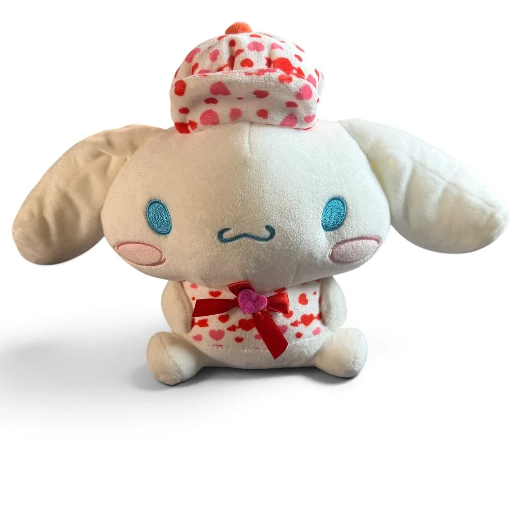 Sanrio Cinnamoroll Plush Hearts Valentine Hat Red Bow White 8 Inch Toy